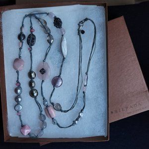 Silpada Pink Soapstone Sterling Silver Necklace 40in